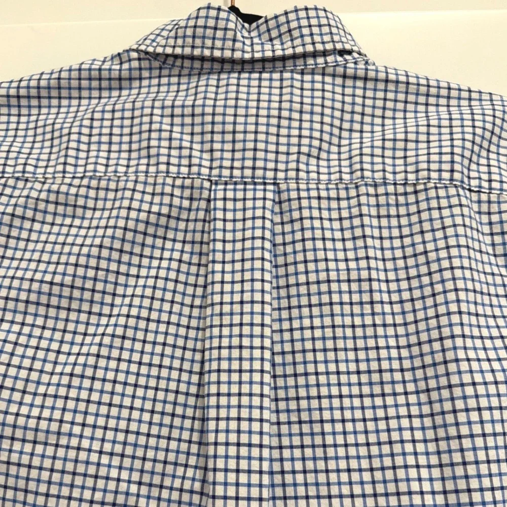 Polo Ralph Lauren Boys Blue Check Natural Stretch Button Down Shirt L 14-16